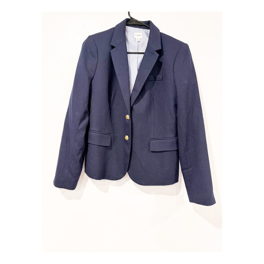 J.Crew Navy Blue Wool Blend Schoolboy Blazer Gold Buttons Size 8